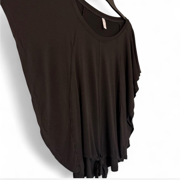 Women’s Black Dolman Short Sleeve Top With Front Tie Small - Picture 2 of 7